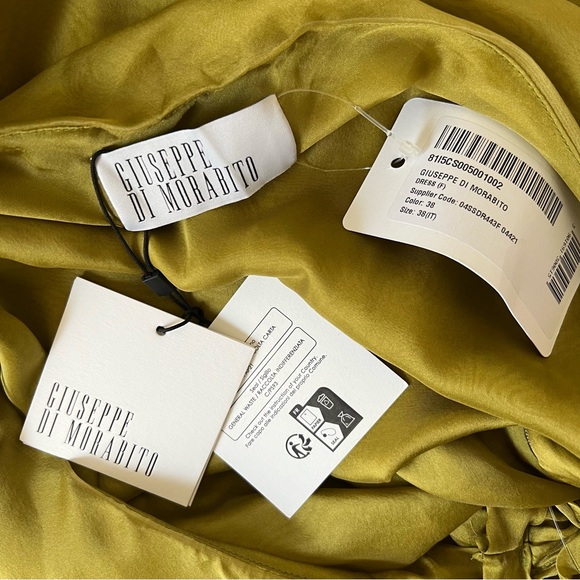 NEW NWT Giuseppe Di Morabito Asymmetric One Shoulder Draped Dress Olive Green - Picture 11 of 16